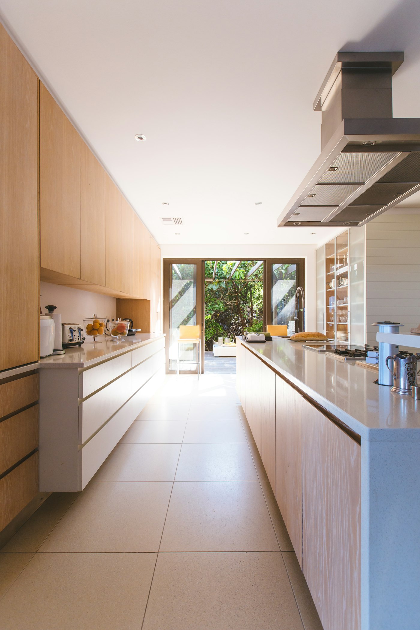 Finished kitchen with wood cabinets